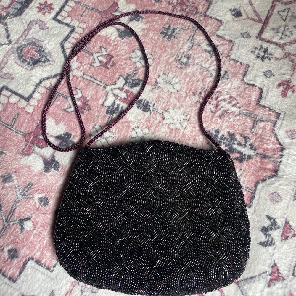 Vintage Valerie Stevens Black Beaded Evening Bag